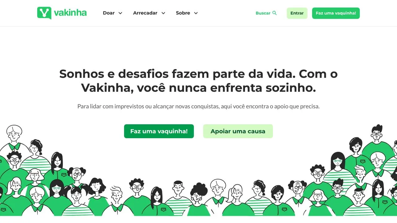 Página inicial da Vakinha
